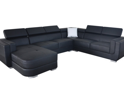 Designer Living landscape Corner sofa +USB Sofa Upholstery Leather Sofa Sofas new Black