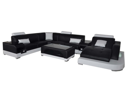 Leather Sofa Modern Seat Couch Design Upholstery Corner Couches Living landscape + Table