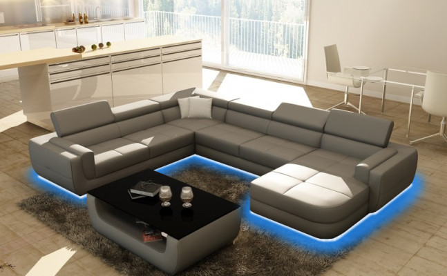 Designer sofa Seat Upholstery Corner Leather sofa Living landscape Sofa Couch Upholstery new