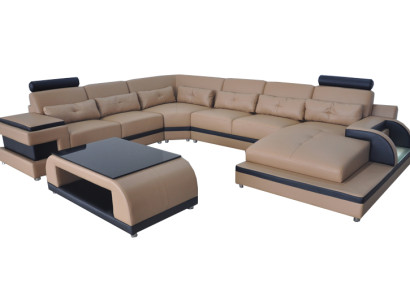 Luxury Upholstery Seat Leather Corner Couch with USB Sofa Living Furniture Landscape Suite