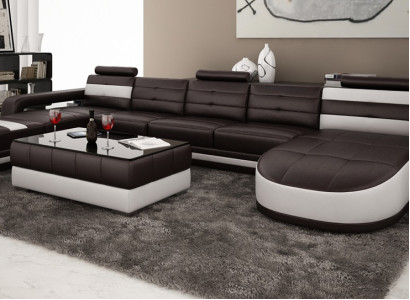 Leather sofa with USB Corner sofa Designer Living landscape Sofa Couch Seat U-shape