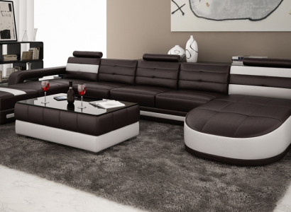 LEATHER SOFA Corner sofa with USB DESIGNER PISA Living landscape COUCH SOFA U-shape COLO 3