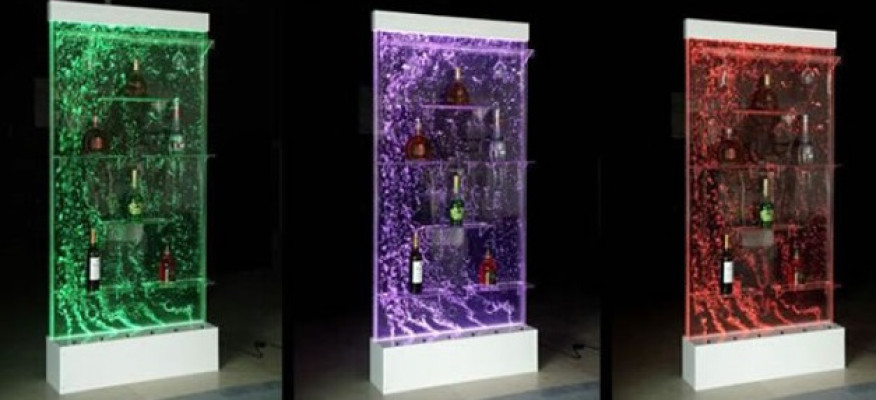 Shelves Designer Illuminated Led Water Wall Bar Shelf Column Counter Water Columns