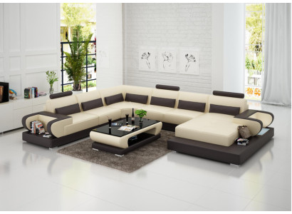 Leather sofa with USB,Couch Living landscape Corner sofa Eck Suite Design Modern Sofa