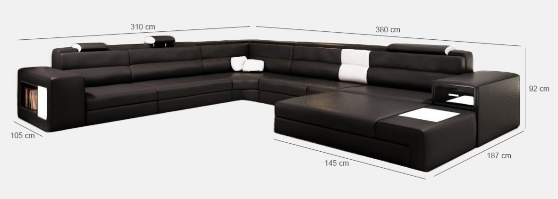 Corner sofa Upholstery Sofa with USB Living landscape Seat Corner Suite Leather Textile Couch