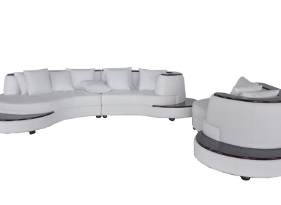 Luxury Round Living Corner Leather Suite Landscape Upholstery Corner XXL Round Sofa USB