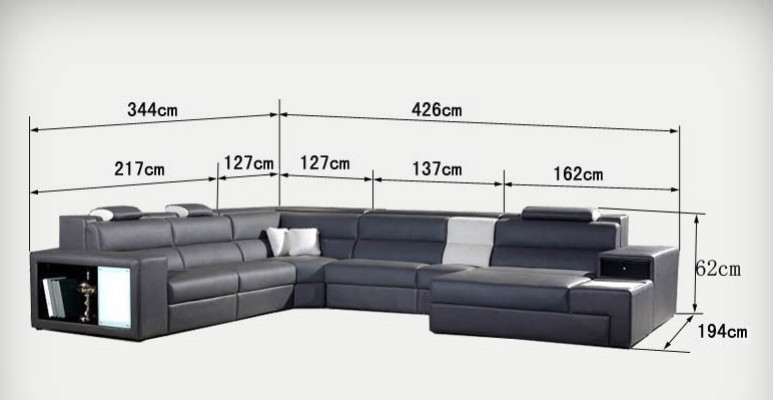 Corner sofa with lighting & USB port Moder Leather Living landscape Sofa Upholstery