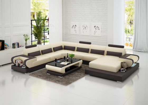 Leather sofa Couch Living landscape Corner sofa Corner Suite Design Modern Sofa G8003