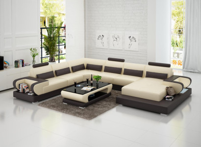 Leather sofa Couch Living landscape Corner sofa Corner Suite Design Modern Sofa G8003