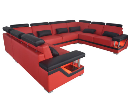 Leather sofa Couch Living landscape Corner Suite Design Modern Sofa U-shape new L6002