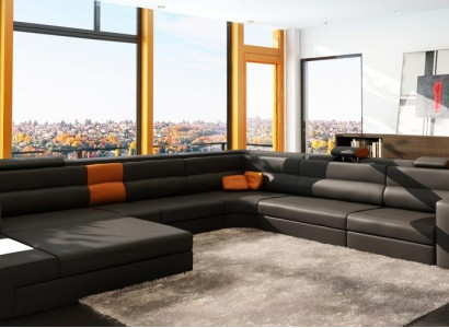 Corner sofa Sofa Couch Upholstery Suite Design Textile Leather Living landscape