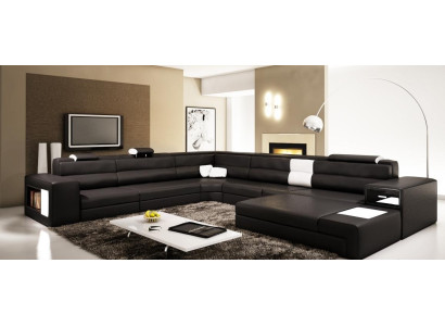 Leather Sofa Couch Living landscape U-shape Suite Design Modern Sofa