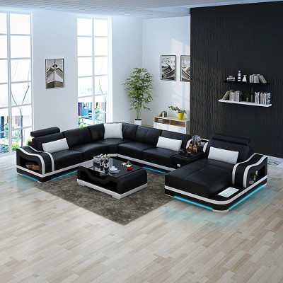 Leather sofa + USB Couch Living landscape Corner sofa Suite Design Modern Sofa Couches