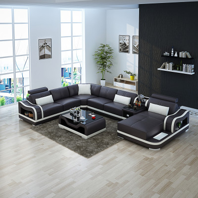 Leather sofa + USB Couch Living landscape Corner sofa Suite Design Modern Sofa Couches