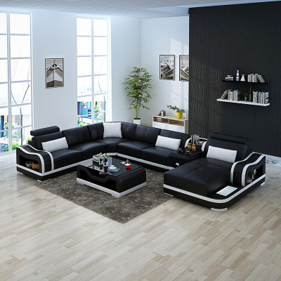 Leather sofa + USB Couch Living landscape Corner sofa Suite Design Modern Sofa Couches