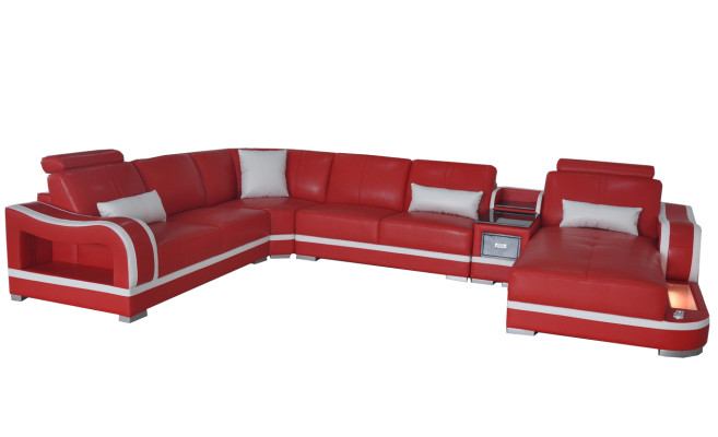 Leather sofa with USB Couch Living landscape Suite Design Modern Corner Sofa U-shape