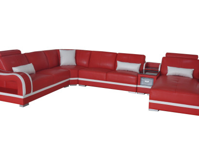 Leather sofa with USB Couch Living landscape Suite Design Modern Corner Sofa U-shape