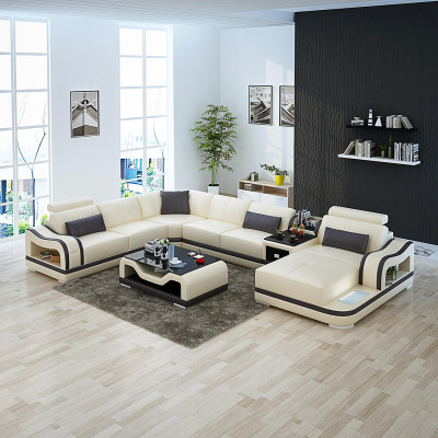 Leather sofa with USB Couch Living landscape Suite Design Modern Corner Sofa U-shape