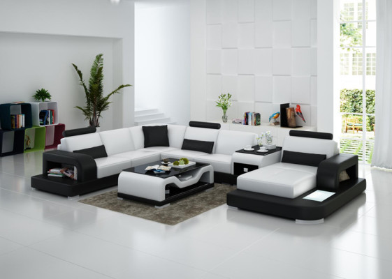Leather Sofa Couch Modern Living landscape Corner sofa Corner Decor Design Suite