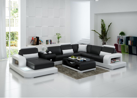 Leather Sofa Couch Modern Living landscape Corner sofa Corner Decor Design Suite