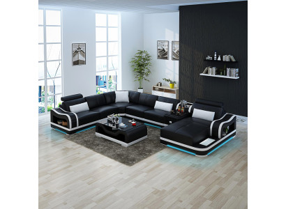 Leather sofa Couch Living landscape Corner sofa Corner Suite Design Modern Sofa G8030