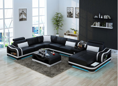Leather sofa Couch Living landscape Corner sofa Corner Suite Design Modern Sofa G8030