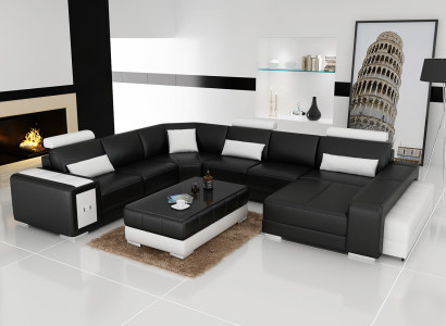 Large Design Corner sofa Upholstery Corner sofa Sofa Suite Couch Living landscape USB new