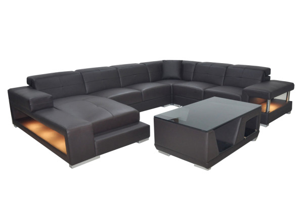 Living landscape Corner sofa Upholstery seating area seating set leather sofa sofa couch + USB
