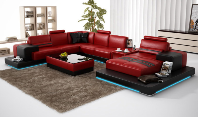 Leather sofa couch living landscape corner sofa corner suite decor design modern