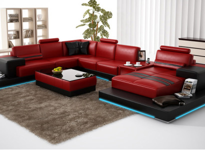 Leather sofa couch living landscape corner sofa corner suite decor design modern