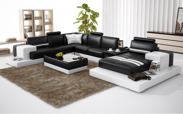 Leather sofa couch living landscape corner sofa corner suite decor design modern