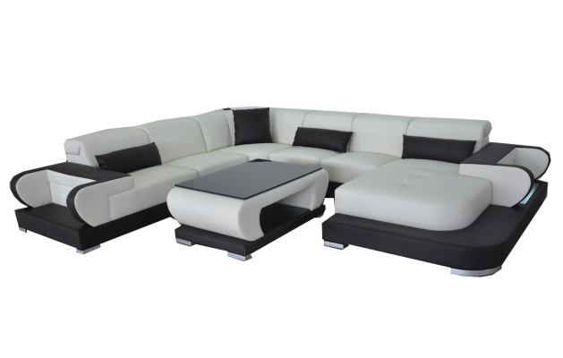Couch Corner sofa Leather Living landscape Suite Design Modern Sofa U-shape G8002+Table
