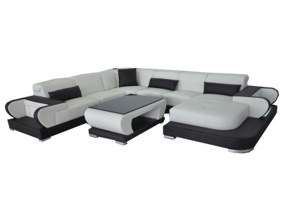 Couch Corner sofa Leather Living landscape Suite Design Modern Sofa U-shape G8002+Table