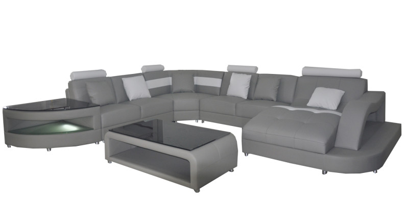 Leather Sofa with USB Modern Seat Couch Upholstery Design Corner Living landscape Table