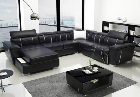 Corner sofa Living landscape Sofa Couch Upholstery Leather Design Relax Multifunction U-shape