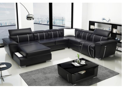 Corner sofa Living landscape Sofa Couch Upholstery Leather Design Relax Multifunction U-shape