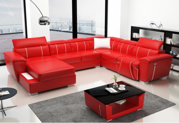 Corner sofa Living landscape Sofa Couch Upholstery Leather Design Relax Multifunction U-shape