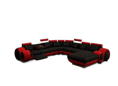 Leather sofa Couch Living landscape Corner sofa Corner Suite Design Modern Sofa with USB