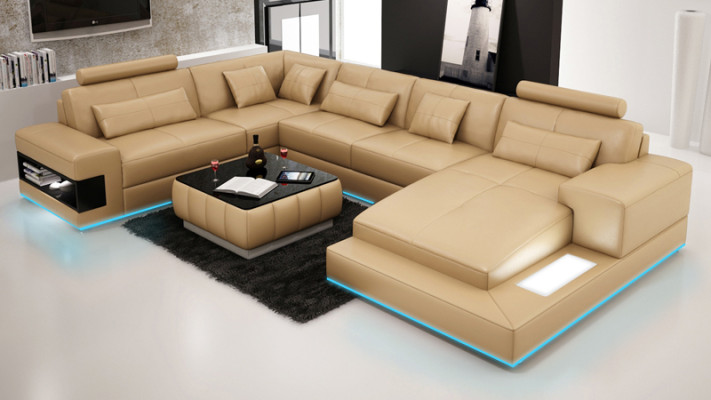 XXL leather sofa with USB,Living landscape Corner sofa Design Sofa Suite Corner sofa new