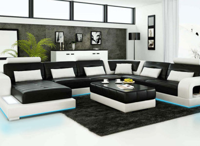 Sofa Corner sofa Design Living landscape with Shelf Upholstery Seat Suite Leather sofa USB