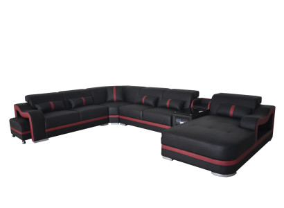 Leather Couch Upholstery Suite Seat Design Modern Corner Sofa with USB Living landscape