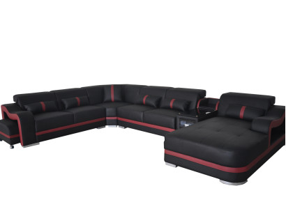 Leather Couch Upholstery Suite Seat Design Modern Corner Sofa with USB Living landscape