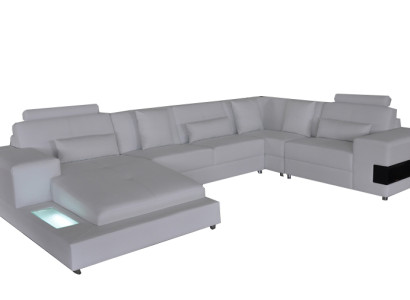 Leather Sofa Couch Living Landscape Corner Suite Design Modern Sofa U-shape with USB