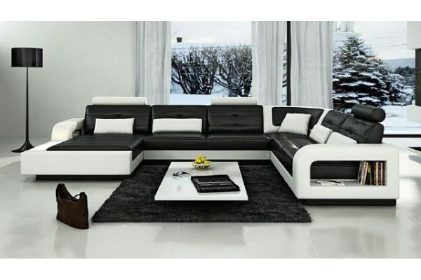 Leather sofa with USB Leather couch Sofa bed Sofa Suite Living landscape Corner sofa