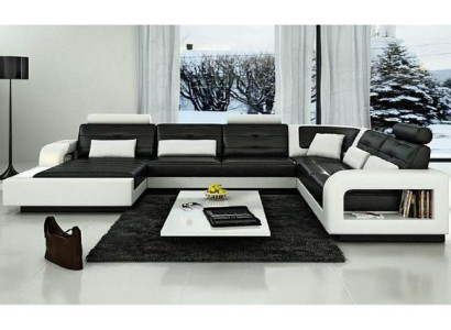 Leather sofa with USB Leather couch Sofa bed Sofa Suite Living landscape Corner sofa