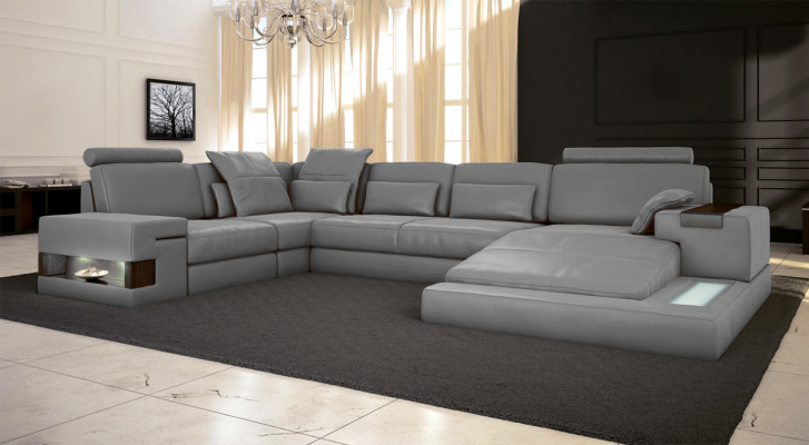 Leather Design Sofa Couch Upholstery Corner sofa Suite Living landscape Corner sofa with USB