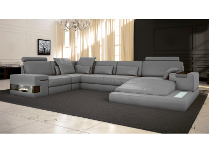 Leather Design Sofa Couch Upholstery Corner sofa Suite Living landscape Corner sofa with USB