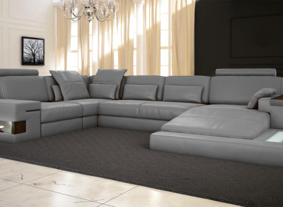 Leather Design Sofa Couch Upholstery Corner sofa Suite Living landscape Corner sofa with USB