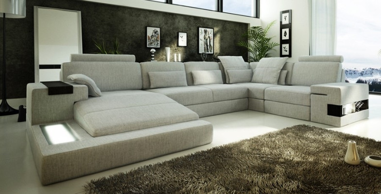Design Sofa Corner sofa + USB Couch Suite Upholstery Seat Corner Sofas Living landscape