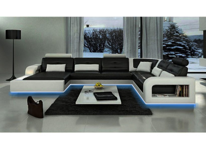Sofa bed SOFA Suite Living landscape Corner sofa Corner sofa LEDERSOFA with USB new
